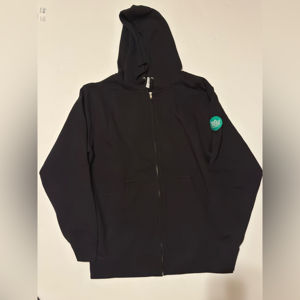 Whole Foods Market official apparel Black Zip-Up Hoodie with Logo Medium